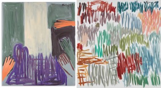 Left: Günther Förg, Untitled, 2001, Acrylic on canvas, 150 x 130 cm, Courtesy Galerie Mikael Andersen. Right: Untitled, 2007, Acrylic on canvas, 200 x 190 cm, Courtesy Galerie Mikael Andersen