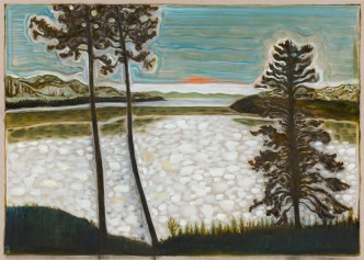 Billy Childish, midnight sun / frozen lake, 2017, Oil and charcoal on linen, 152.5 x 213.5 cm, © Billy Childish, courtesy the artist and Lehmann Maupin Gallery