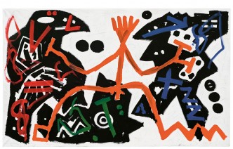 A.R. Penck, Decision, 1983, Dispersion on canvas 180 x 300 cm, No Hero Foundation