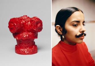 Left: Claes Oldenburg Fire Plug Souvenir, 1968, Museum Ludwig, © Claes Oldenburg, Photo: Rheinisches Bildarchiv Köln, Cologne / Rolf Zimmermann Right: Ana Mendieta, Untitled (Facial Hair Transplants), 1972 (1997), Museum Ludwig, © VG Bild-Kunst, Bonn 2020, Photo: Rheinisches Bildarchiv Köln, Cologne / Sabrina Walz