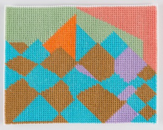 Steve Reinke, Untitled (needlepoint), 2017, Floss on plastic backing, 11,7 x 14,9 cm, Courtesy of the artist and gallery Isabella Bortolozzi, Berlin, © mumok