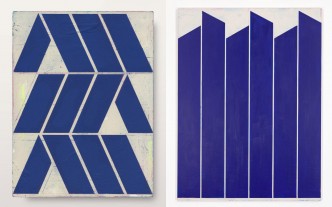 Left: Alain Biltereyst, Sans titre / A-855-3, 2020, Acrylic on plywood, 23 x 17,4 x 2 cm, © Alain Biltereyst, Courtesy the artist and Xippas Gallery Right: Alain Biltereyst, Sans titre / A-905-3, 2020, Acrylic on plywood, 118 x 88 x 2 cm, © Alain Biltereyst, Courtesy the artist and Xippas Gallery