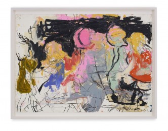 Rita Ackermann, Mama Study, 2020, Oil and China marker on paper, 55.9 x 76.2 cm, © Rita Ackermann, Photo: John Etter, Courtesy the artist and Hauser & Wirth Gallery