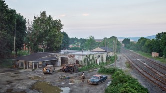 Gregory Crewdson, The Taxi Depot, 2018–19 Digital pigment print, image: 127×225.7 cm, framed: 144.8×243.8 × 5.1 cm, edition of 4 + 2 AP, © Gregory Crewdson, Courtesy the artist and Gagosian