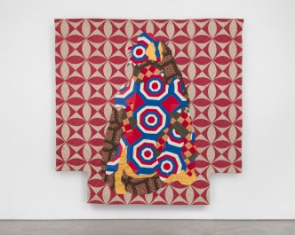 Sanford Biggers, Orpheus, 2020, Antique quilt, assorted textiles, wood, 208.3 x 212.1 cm, © Sanford Biggers,Courtesy the artist and Marianne Boesky Gallery