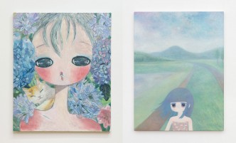 Left: Emi Kuraya, My Girl, 2020, 91 × 72 cm, Oil on canvas, © 2020 Emi Kuraya/Kaikai Kiki Co., Ltd. All Rights Reserved. Courtesy Perrotin Right: Aya TAKANO, Blooming, 2020, 60.6 × 50 cm, Oil on canvas, © 2020 Aya Takano/Kaikai Kiki Co., Ltd. All Rights Reserved. Courtesy Perrotin