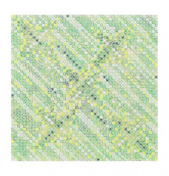 Ding Yi, Appearance of Crosses 2020-13, 2020, Mixed media on wood, 120 x 120 cm (47 1/4 x 47 1/4 in), Recto lower right signed and dated: “Ding Yi 2020”, © Ding Yi, Courtesy the artist and Galerie Karsten Greve