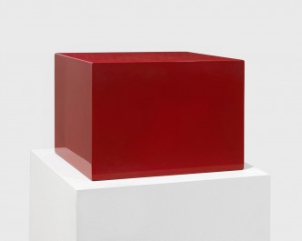 John McCracken, Untitled (Red Block), 1966, Lacquer, fiberglass, and plywood, 8 x 11 x 10 inches / 20.3 x 27.9 x 25.4 cm, © John McCracken, Courtesy the artist and David Zwirner Gallery