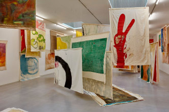 Installation View of Vivian Suter, "Tintin’s Sofa" at Camden Arts Centre, 2020, Photo: Luke Walker, © Camden Arts Centre