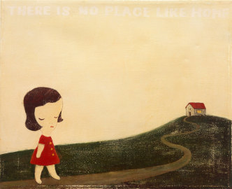 Yoshitomo Nara, There Is No Place Like Home, 1995, Acrylic on canvas, 16 1/4 x 19 3/4 inches, © Yoshitomo Nara, Courtesy the artist and Blum & Poe Gallery