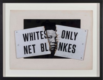 Peter Kennard, Mandela, 1990, Photomontage - Gelatin silver prints and wood on card, 43 x 55 cm, © Peter Kennard, Courtesy the artist and Richard Saltoun Gallery