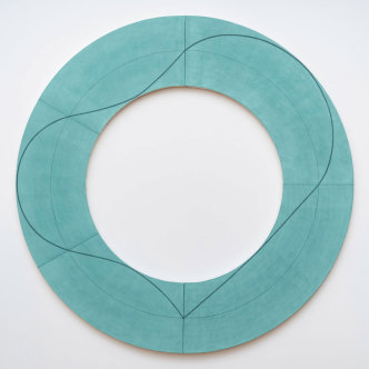 Robert Mangold, Ring Image C, 2008, acrylic, graphite and black pencil on canvas, 96" / 243.8 cm diameter, © Robert Mangold, Courtesy the artist and Pace Gallery