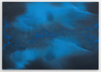 Shirazeh Houshiary, Duet, 2019, Pigment and pencil, on black aquacryl on canvas and aluminium, 47.24 x 47.24 inches / 120 x 120 cm, © Shirazeh Houshiary, courtesy the artist and Lehmann Maupin Gallery