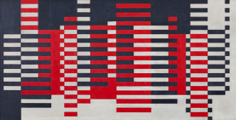 Josef Albers, City, 1928, Glass and black, red, and white opaque, 29.1 × 56.1 cm, Kunsthaus Zürich, 1960, © The Josef and Anni Albers Foundation, VEGAP, Bilbao, 2021