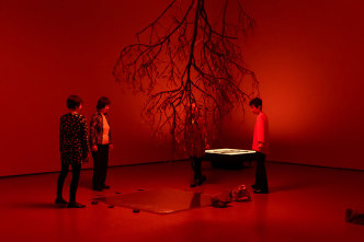 Mette Ingvartsen, The Life Work, 2021, Voices and performance Taeko Gericke, Yoko Iso, Michiko Meid, Kumiko Watanabe, Installation with soundtrack 65 min, Tree, lenses, stones, light, dimensions variable, A produktion by Mette Ingvartsen / Great Investment, Co-produced on behalf of Ruhrtriennale, In Cooperation with the Museum Folkwang, Essen, © Mette Ingvartsen, Photo: Katja Illner