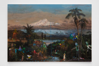 Friedrich Kunath, We'll See, 2020, Acrylic and oil on canvas, 66 x 96 inches, © Friedrich Kunath, Courtesy the artist and Blum & Poe Gallery