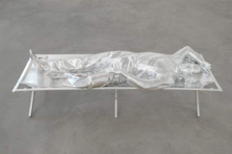 Charles Ray, Mime, 2014, Aluminum, 25 . × 77 . × 29 in. (64.8 x 196.2 x 73.7 cm), Hill Charitable Collection, © Charles Ray, Courtesy Matthew Marks Gallery