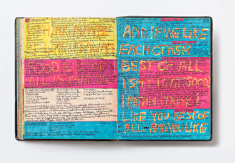 Dorothy Iannone, A Cookbook, 1969 (Spread), Artist’s book, felt pen on Bristol board, 69 sider / pages, Courtesy the Artist, Air de Paris, Romainville and Peres Projects, Berlin, © Dorothy Iannone, Photo: Hans Georg Gaul