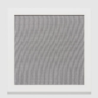 Tara Donovan, Screen Drawing, 2021, aluminum insect screen, 21-1/2" × 21-1/2" × 1-1/4" (54.6 cm × 54.6 cm × 3.2 cm) © Tara Donovan, Courtesy the artist and Pace Gallery