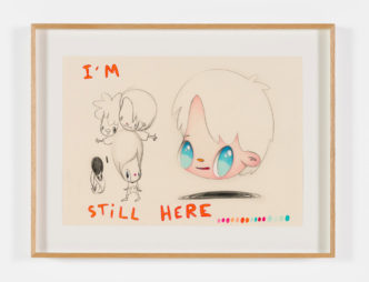 Javier Calleja, I'm still here, 2021, Mixed media on paper 29.7 x 42 cm (framed), 11 3/4 x 16 1/2 in (framed, © Javier Calleja, Courtesy the artist and Almine Rech Gallery