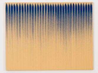 Lee Ufan, From Line No. 78149, 1978, Oil on canvas, 45 15/16 x 35 3/4 inches, © Lee Ufan, Courtesy the artist and The National Art Center Tokyo