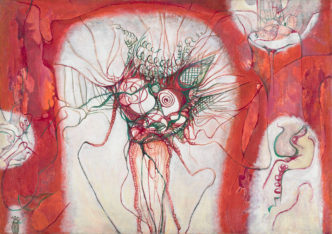 Erna Rosenstein, Kwiaty piekła (Hell Flowers), 1968, Oil on canvas, 49 x 69.8 x 2 cm / 19 1/4 x 27 1/2 x 3/4 in, © The Estate of Erna Rosenstein / Adam Sandauer, Courtesy Hauser & Wirth Gallery