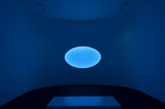 James Turrell, Accretion Disk, 2018 LED and etched glass, 90 ½ × 55 ⅛ inches (229.8 × 139.9 cm), Museum Frieder Burda, Baden-Baden, Germany, © James Turrell. Photo: Florian Holzherr, Courtesy the artist and Gagosian