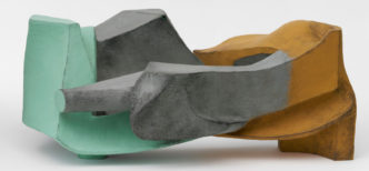 Vincent Fecteau, Untitled 2022, Papier-mâché, acrylic, wood, foil, resin clay, 14 × 35 × 25 inches; 36 × 89 × 64 cm, © Vincent Fecteau, Courtesy the artist and Pace Gallery