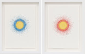 Left & Right: Ooido Syoujou, Untitled, 2022, Watercolor on paper, 16 1/2 x 12 3/4 x 1 1/4 inches framed, Photo: SAIKI, © Ooido Syoujou, Courtesy the artist and Blu & Poe Gallery