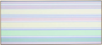 Kenneth Noland, Minted Morning, 2003, acrylic on canvas, 128.5 cm × 297.3 cm (50-9/16" × 9' 9-1/16") framed, © The Kenneth Noland Foundation / Licensed by VAGA at Artists Rights Society (ARS), New York, NY