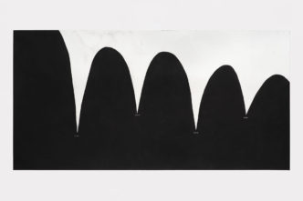 Christine Sun Kim, Long Echo, 2022, charcoal on paper, 113 × 223,5 cm, © Christine Sun Kim, Courtesy the artist and Vienna Secession