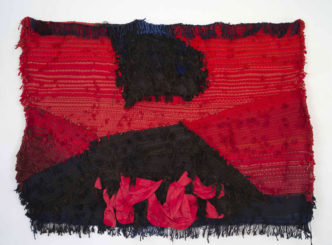 Josep Grau-Garriga, Drap vermell, 1993, Wool, cotton, 180 x 250 cm, © Josep Grau-Garriga, Courtesy the artist and Galerie Nathalie Obadia