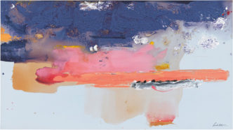 Helen Frankenthaler, Western Roadmap, 1991 Acrylic on canvas, 58 × 104 inches (147.3 × 264.2 cm), © 2023 Helen Frankenthaler Foundation, Inc./Artists Rights Society (ARS), New York. Photo: Rob McKeever, Courtesy Helen Frankenthaler Foundation and Gagosian    