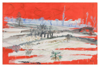 Paul Georges, Diane and Actaeon: Snow & Fire, 1987, Oil on linen, 101.6 x 152.4 cm (40 x 60 in.), Photo: Malcolm Varon, © Paul Georges Foundation, Courtesy Paul Georges Foundation and Simon Lee Gallery