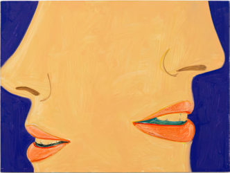 Alex Katz, Purple Split 15, 2022, Oil on linen. 91.4 x 121.9 cm (36 x 48 in), © Alex Katz, Courtesy the artist and Thaddaeus Roppac Gallery