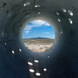 Nancy Holt, Sun Tunnels (1973-76), Great Basin Desert, Utah, Concrete, steel, earth, Overall dimensions: 9 ft. 2-1/2 in. x 86 ft. x 53 ft. (2.8 x 26.2 x 16.2 m); length on the diagonal: 86 ft. (26.2 m), Photograph: Nancy Holt, Collection Dia Art Foundation with support from Holt/Smithson Foundation, © Holt/Smithson Foundation and DIA Art Foundation / Licensed by Artists Right Society, New York