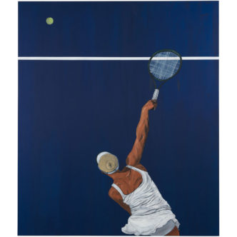 Honor Titus, Second Serve, 2023 Oil on canvas, 84 × 72 inches (213.4 × 182.9 cm), © Honor Titus. Photo: Jeff McLane, Courtesy the artist and Gagosian