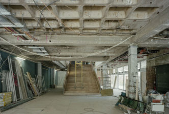 Main staircase of the Akademie der Künste Hanseatenweg during renovation by Brenne Architekten, © Holger Herschel