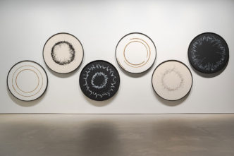 Installation view of Olafur Eliasson’s ‘Wind writings (22 March 2023, 23 March 2023, 20 June 2023, 28 June 2023)’ & ‘Sun drawing (21 June 2023, 22 June 2023’ (2023), as part of ‘Olafur Eliasson: Your curious journey’ at SAM at Tanjong Pagar Distripark; Photo: Joseph Nair, Memphis West Pictures; Image courtesy of the artist and Singapore Art Museum; © 2023 Olafur Eliasson