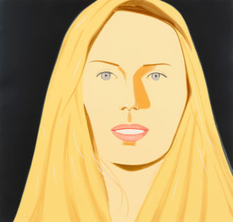 Alex Katz, Sara, 2012, Silkscreen in thirty-two colours Paper 99,1 x 104,1 cm (39 x 41 in), Frame 114 x 119 x 5 cm (44,88 x 46,85 x 1,97 in), Photo: Todd Davis, © Alex Katz / 2024 Artists Rights Society (ARS), New York Courtesy Thaddaeus Ropac gallery, London · Paris · Salzburg · Seoul