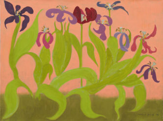 March Avery, Tulips, 1989/2003/2012, Oil on canvas, 24 x 32 x 3/4 inches, Photo: Hannah Mjølsnes, © March Avery, Courtesy the artist and Blum Gallery