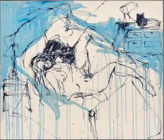 Tracey Emin, More Love Than I can Remember 2024, Acrylic on canvas, 182 x 214.2 cm | 71 5/8 x 84 5/16 in., 183.6 x 215.8 x 4.5 cm | 72 5/16 x 84 15/16 x 1 3/4 in. (framed), © Tracey Emin, Courtesy the artist and White Cube Gallery