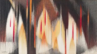 Lee Shinja, Image of Light, 1987, Wool thread; tapestry, 46 1/2 x 82 x 2 inches, 118.1 x 208.3 x 5.1 cm, © Lee Shinja, Courtesy the artist and Tina Kim Gallery