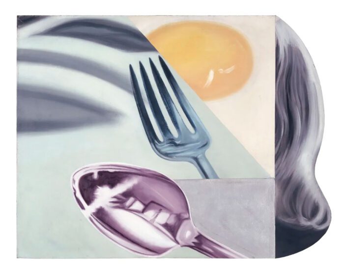 James Rosenquist, Coenties Slip Studio, 1961, Oil on canvas and shaped hardboard, 86.4 x 109.2 cm, Courtesy James Rosenquist Estate and Thaddaeus Ropac Gallery