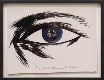 Raymond Pettibon, No Title (I replied with a grateful smile...), 1992, Ink on paper, Paper Dimensions: 30.5 x 40.6 cm / 12 x 16 in, Framed Dimensions: 36.2 x 47.3 cm / 14.25 x 18.62 in, © Raymond Pettibon, Courtesy the artist and NILS STÆRK Gallery