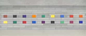 Ellsworth Kelly, Color Panels for a Large Wall II, 1978. Oil on canvas, eighteen panels, 38 1/4 inches x 370 inches overall. © Ellsworth Kelly Foundation. Courtesy Glenstone Museum, Potomac, Maryland. Photo: Ron Amstutz.