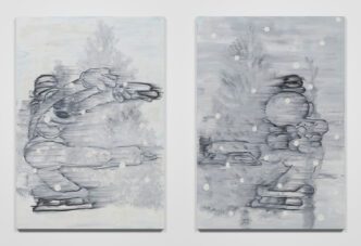 Left: Gary Simmons, Going Through Progressions #2, 2024, Oil paint on canvas, 198.1 x 137.2 cm / 78 x 54 in, © Gary Simmons, Photo: Keith Lubow, Courtesy the artist and Hauser & Wirth Gallery Right: Gary Simmons, Going Through Progressions #5, 2024, Oil paint on canvas, 198.1 x 137.2 cm / 78 x 54 in, © Gary Simmons, Photo: Keith Lubow, Courtesy the artist and Hauser & Wirth Gallery